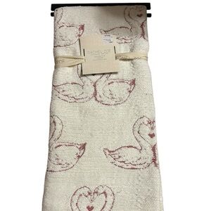 Rachel Zoe White and Red Swans with Heart Decorative Throw NWT